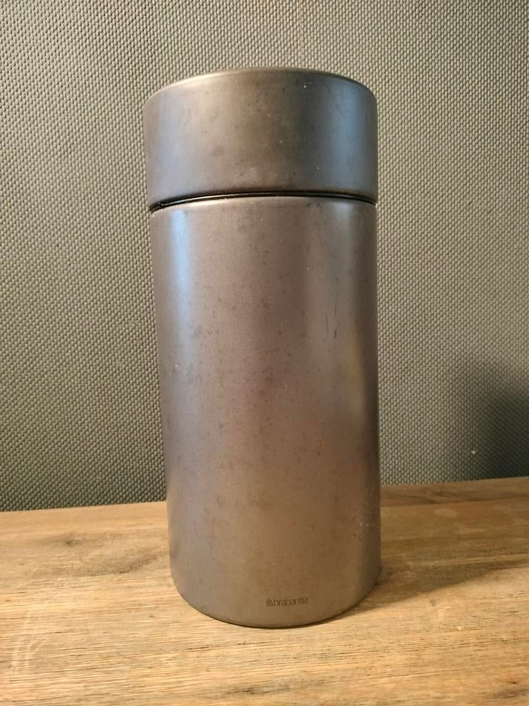 Brabantia beschuitbus met lift - Grijs/Bruin, Verzamelen, Blikken, Ophalen of Verzenden, Gebruikt, Beschuit, Overige merken