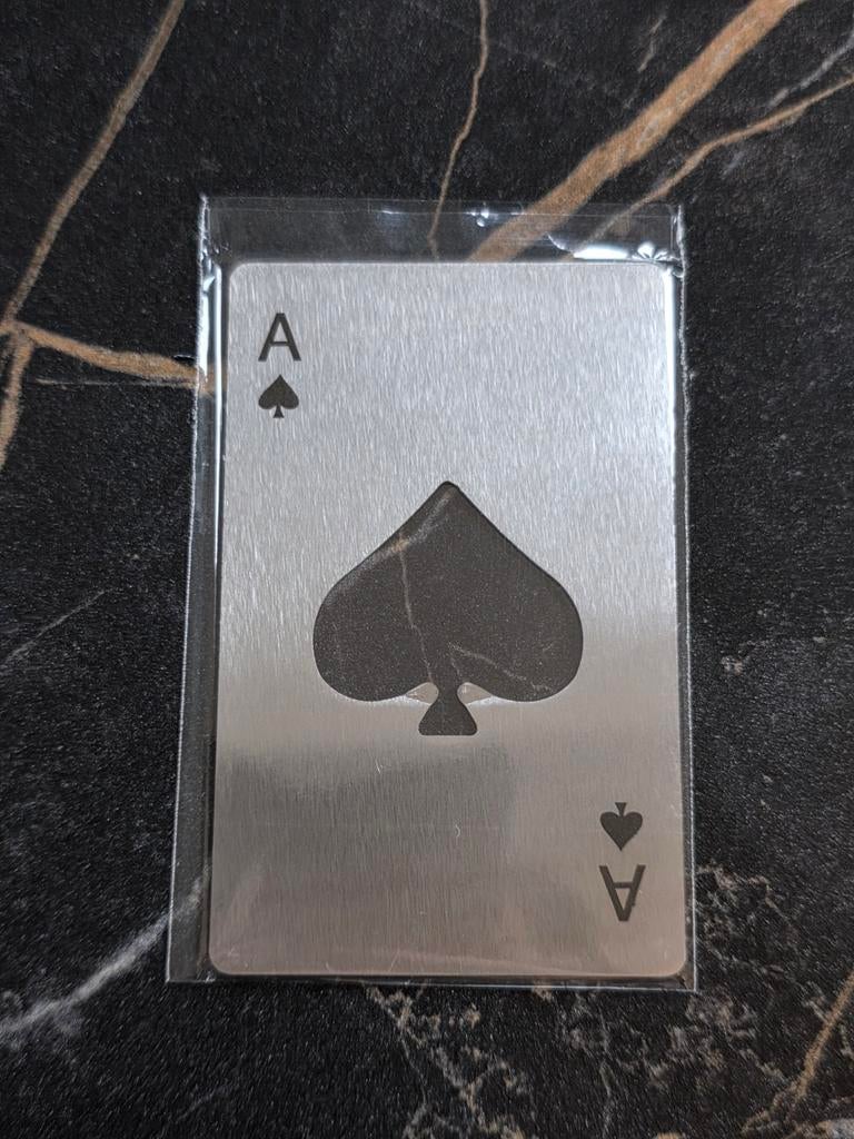 Flesopener bieropener kaart schoppen aas zilver NIEUW, Ophalen of Verzenden, Nieuw