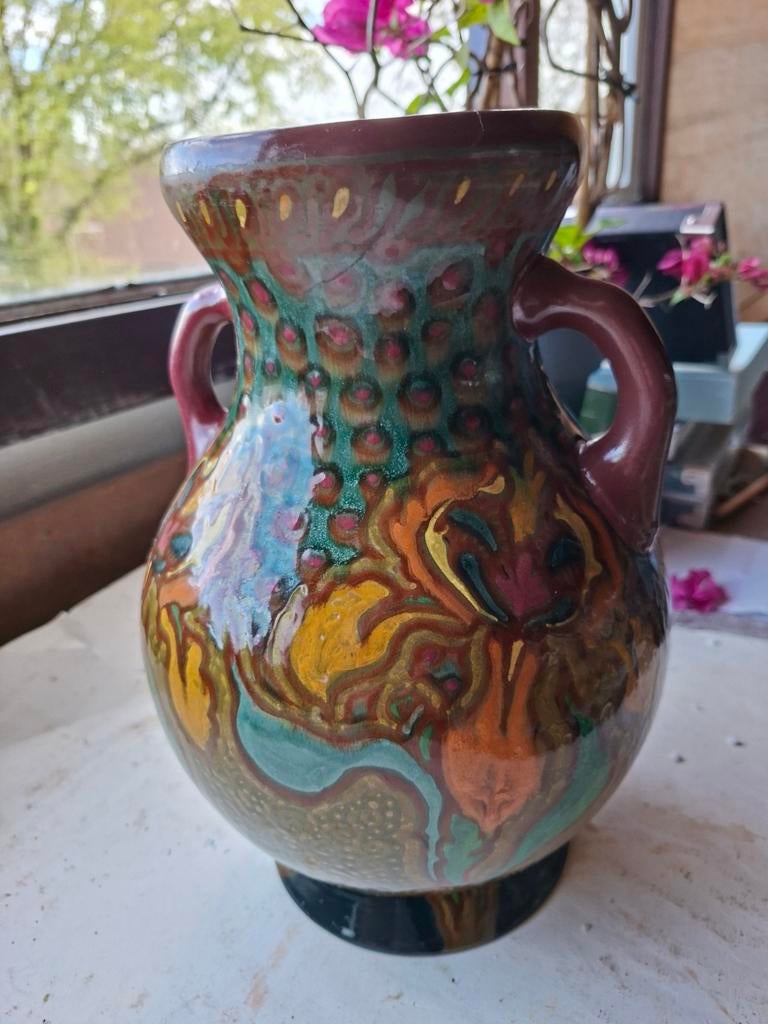 Grote plateel vaas van Zuid Holland Gouda, Ophalen of Verzenden