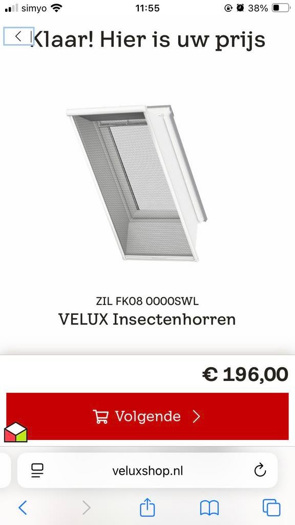 Velux insectenhor, Ophalen, Zo goed als nieuw, Minder dan 200 cm