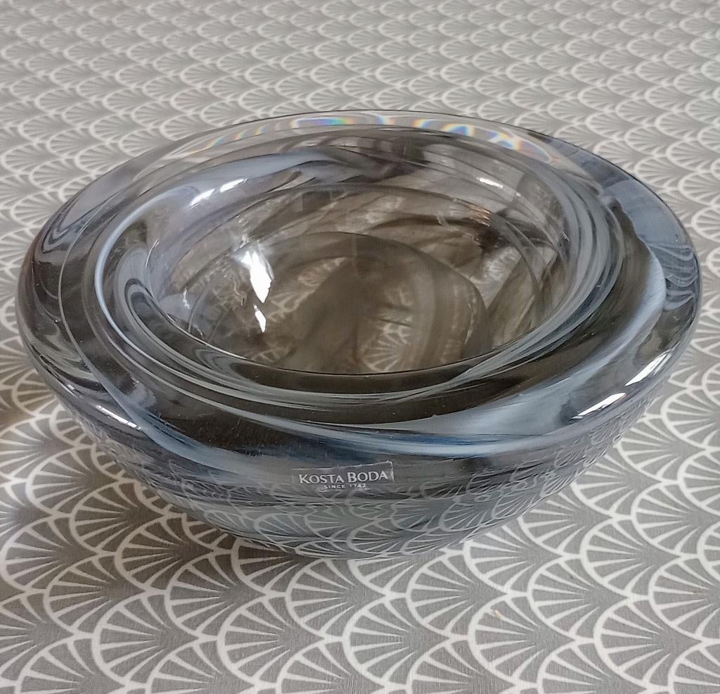 Kosta Boda grote Atoll XL grijs gevlamd Anna Ehrner Zweden, Ophalen of Verzenden