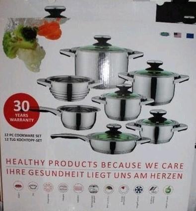 12-delige Pannenset  Nieuw in doos, Ophalen, Nieuw, Rvs, Pannenset