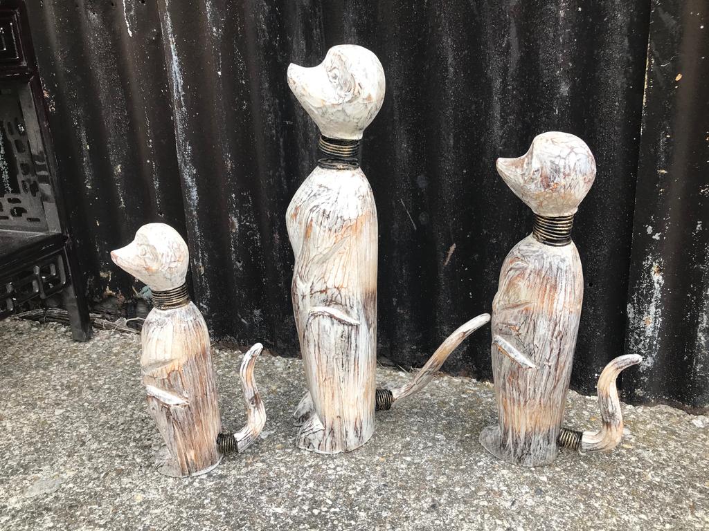 Stokstaart familie houtsnijwerk beeld uit bali indonesie set, Ophalen of Verzenden, Nieuw, Dier