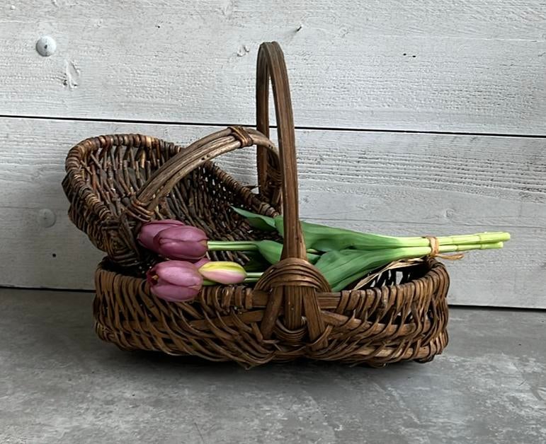 Frans brocante rieten plukmanden, Ophalen of Verzenden