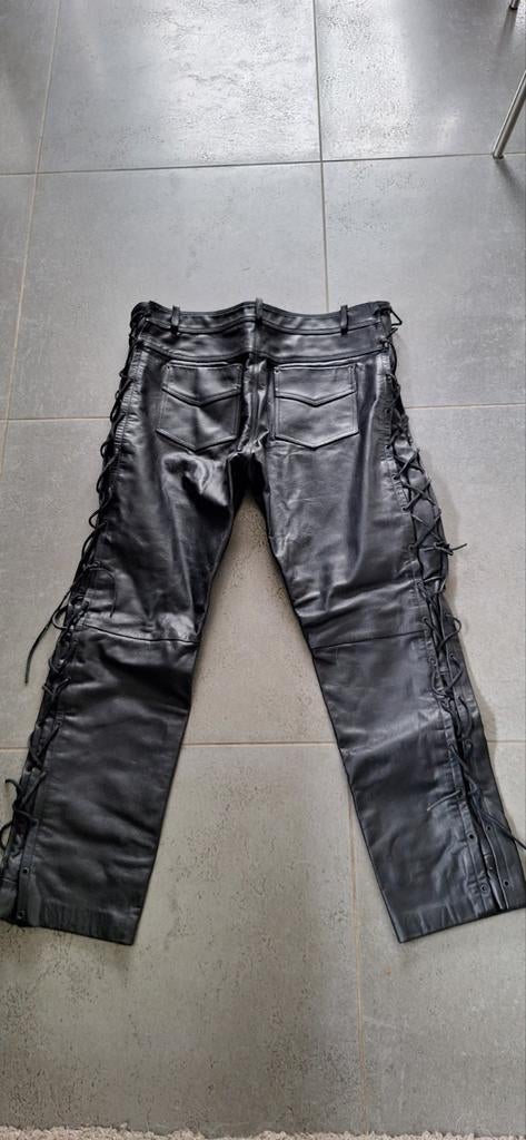 Leren motorbroek met veters, maat 60, Ophalen, Tweedehands, Broek | leer