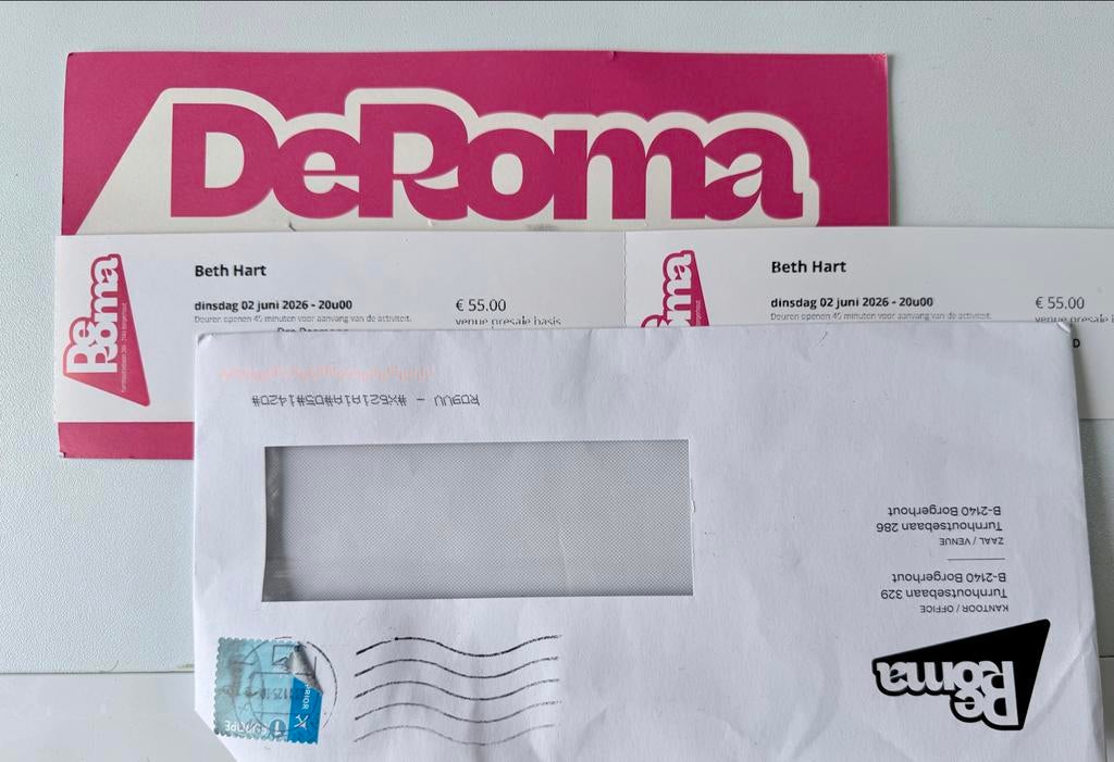 BETH HART. Concert kaartjes , 2 juni, De Roma in Antwerpen., Twee personen, Juni