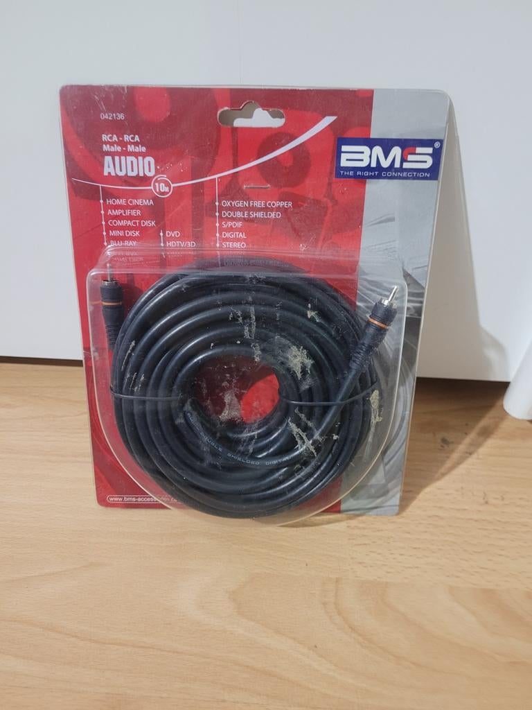 BMS RCA Audio Kabel - 10 meter, Ophalen of Verzenden