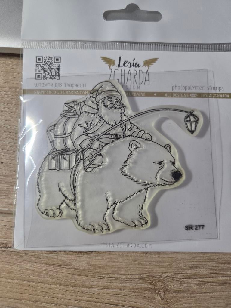 stempel Lesia Zgharda kerstman op ijsbeer, Ophalen of Verzenden, Nieuw, Clearstamp