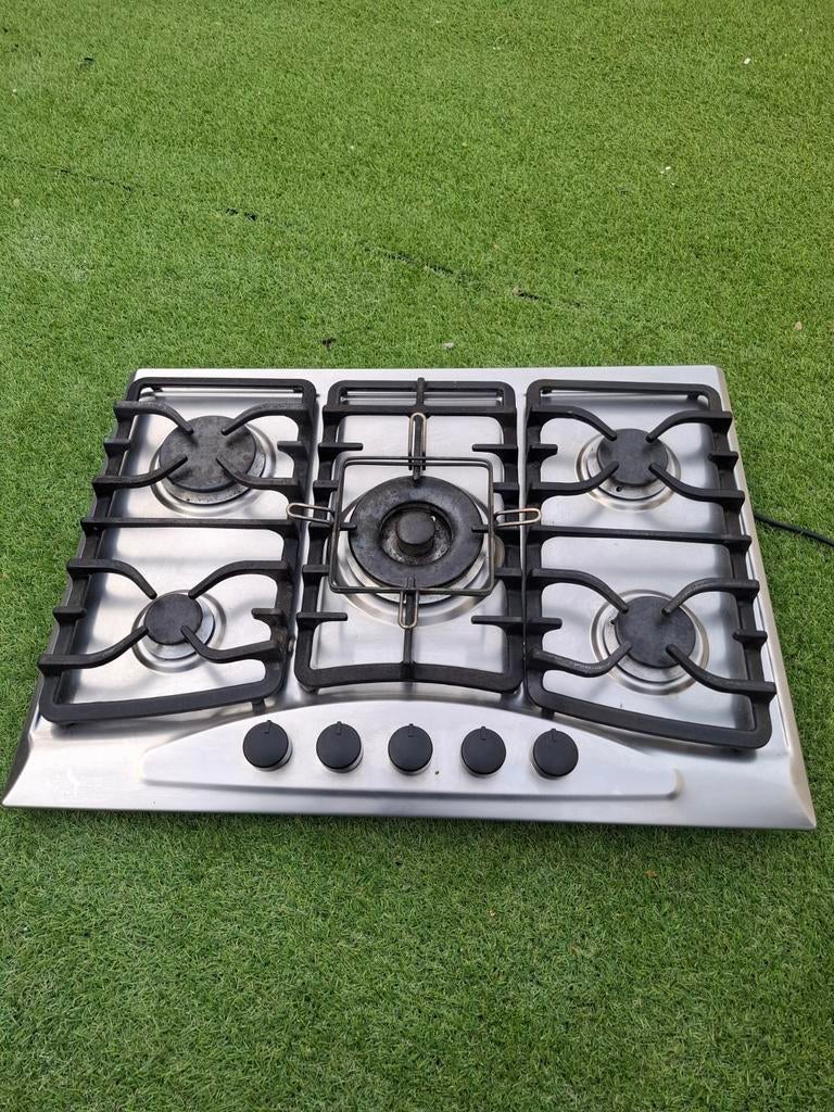 Whirlpool 5-pits gaskookplaat met wokbrander IKEA., Witgoed en Apparatuur, Kookplaten, Gebruikt, Inbouw, Gas, 5 kookzones of meer