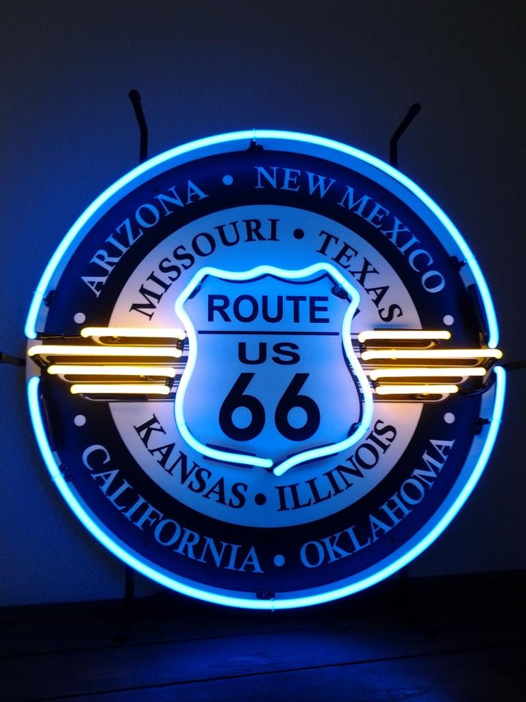 ROUTE 66 neon lamp , div. neonverlichting sixties fifties, Ophalen, Zo goed als nieuw, Lichtbak of (neon) lamp