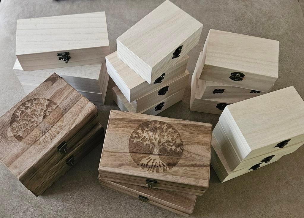 Partij houten sieraden kistjes / juwelen doosjes, Ophalen of Verzenden, 60 cm of meer, Doos, Minder dan 35 cm