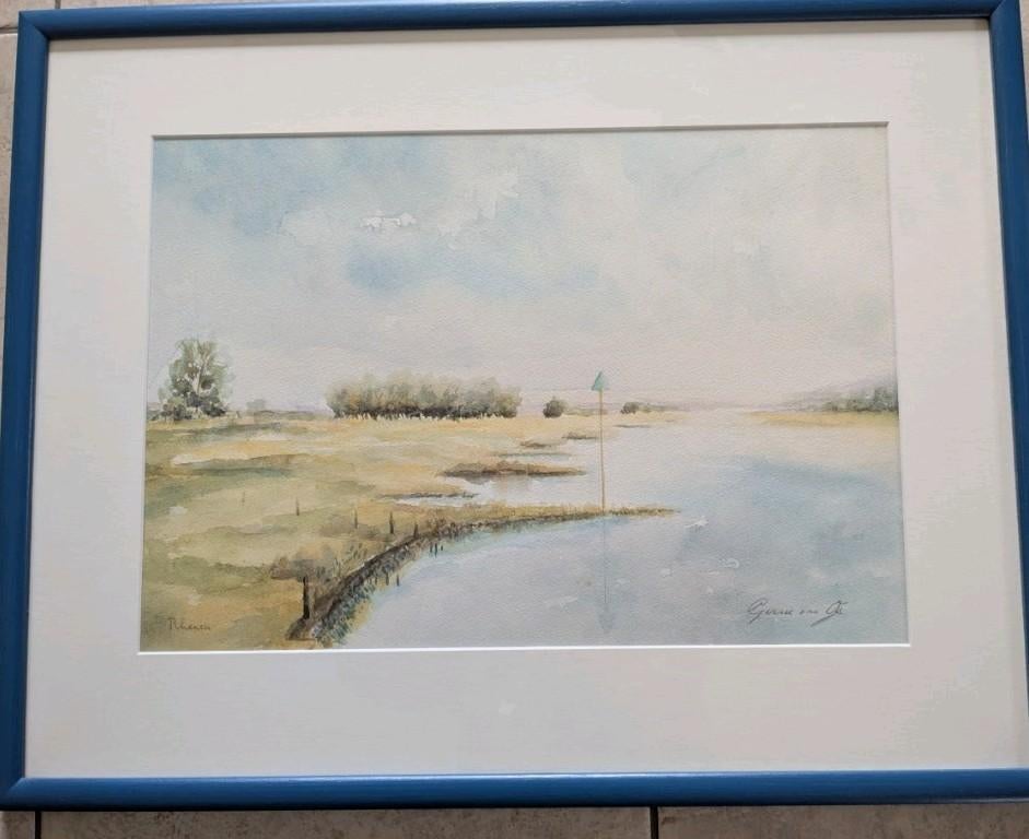 Schilderij 'Gezicht op de Rijn'  van Gerrie van Os, Ophalen