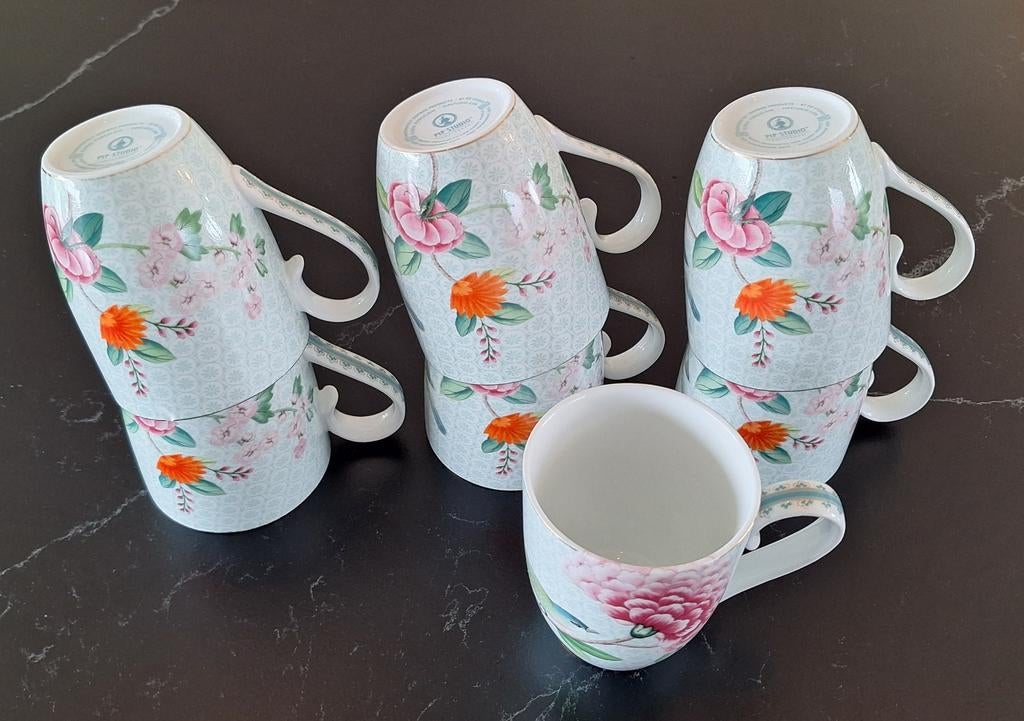 7 pip studio mokken porselein, Ophalen of Verzenden, Zo goed als nieuw, Overige stijlen, Kop(pen) en/of Schotel(s)