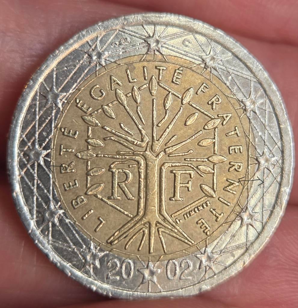 2 euro munt Frankrijk 2002 misslag error, Postzegels en Munten, Munten | Europa | Euromunten, Ophalen of Verzenden, Frankrijk