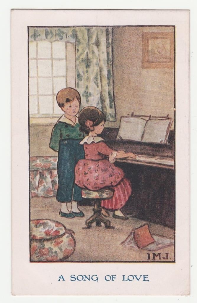 Meisje aan de piano.  I.M.J.  Illustrateurs.  Kinderen., Verzenden, Voor 1920, Gelopen, Overige thema's