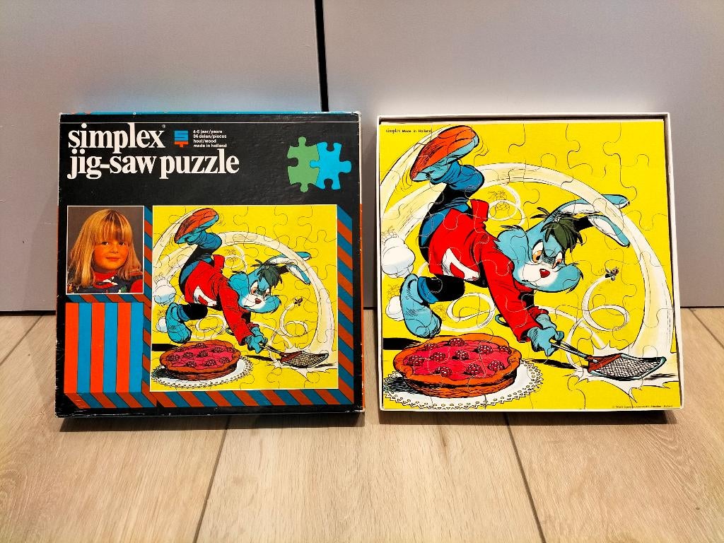 Simplex vintage houten puzzel - Bobo - 36 stukjes, Ophalen of Verzenden, Gebruikt