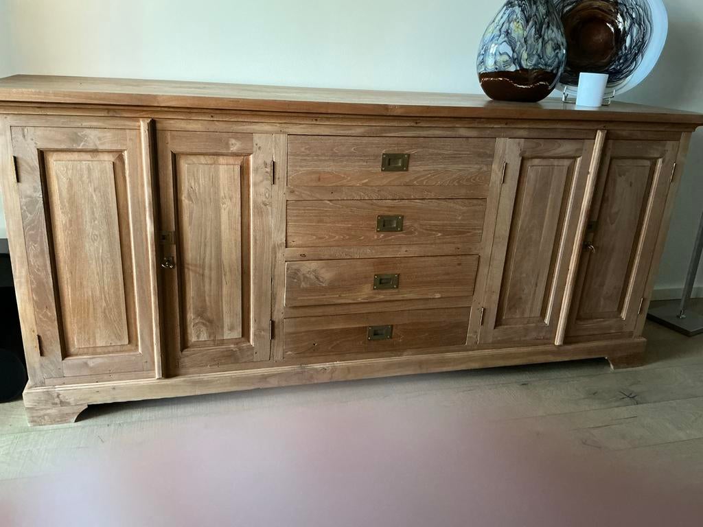 Massief teakhouten dressoir, Huis en Inrichting, Ophalen, Gebruikt, Teakhout, 200 cm of meer