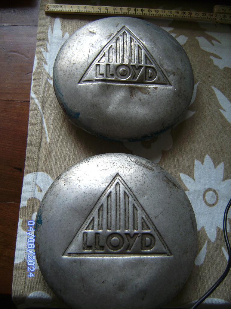 2 wieldop antiek automerk LLOYD Duitsland aluminium oud 1936, Auto diversen, Wieldoppen, Ophalen of Verzenden, Gebruikt