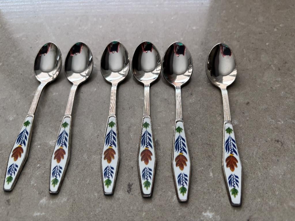 Boerenbont set van 6 koffielepels silverplated Boerenbond, Ophalen of Verzenden, Gebruikt, Overige materialen, Los bestek