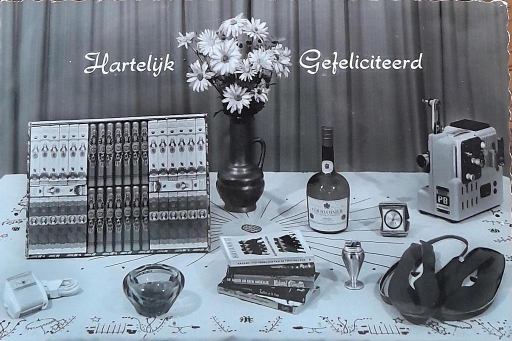 Felicitatiekaart voor een man in 1964- Rokerij enz, Verzamelen, Verzenden, 1940 tot 1960, Gelopen, Feest(dag)