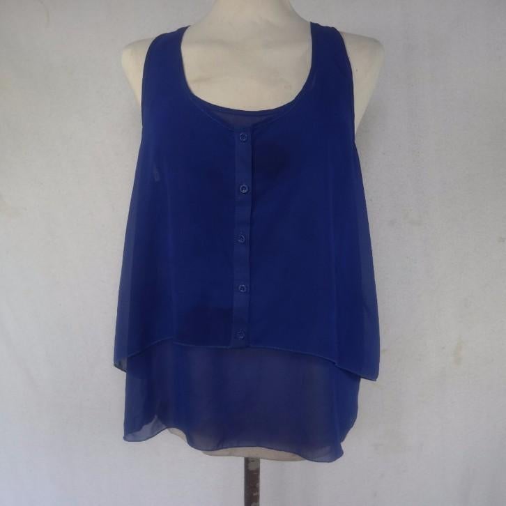 Mooie blauwe doorschijnende blouse.Mt 40.Merk Divided, Maat 38/40 (M), Blauw, ., Ophalen of Verzenden