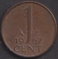1 gulden cent 1967. ADV. no.43 S., Postzegels en Munten, Munten | Nederland, Verzenden, Koningin Juliana, 1 cent, Losse munt