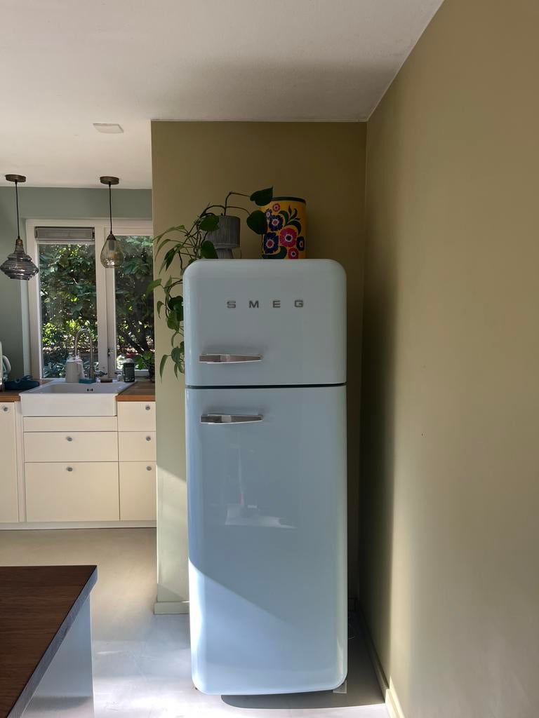 SMEG retro koelkast baby - blauw, Ophalen, 200 liter of meer, 160 cm of meer, Zo goed als nieuw
