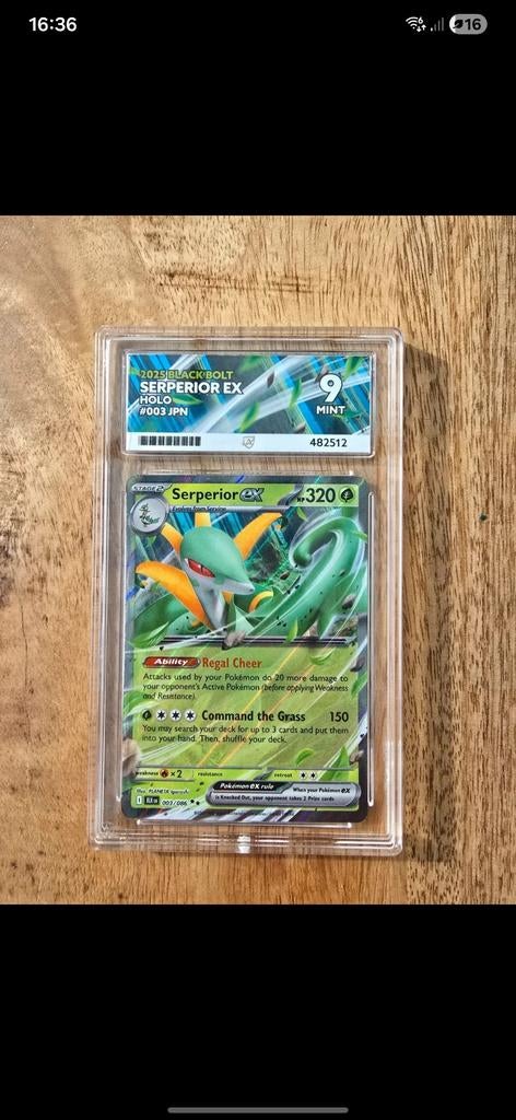 Serperior EX (003/066) Black Bolt Graded ACE Slab 9, Ophalen of Verzenden, Zo goed als nieuw, Losse kaart