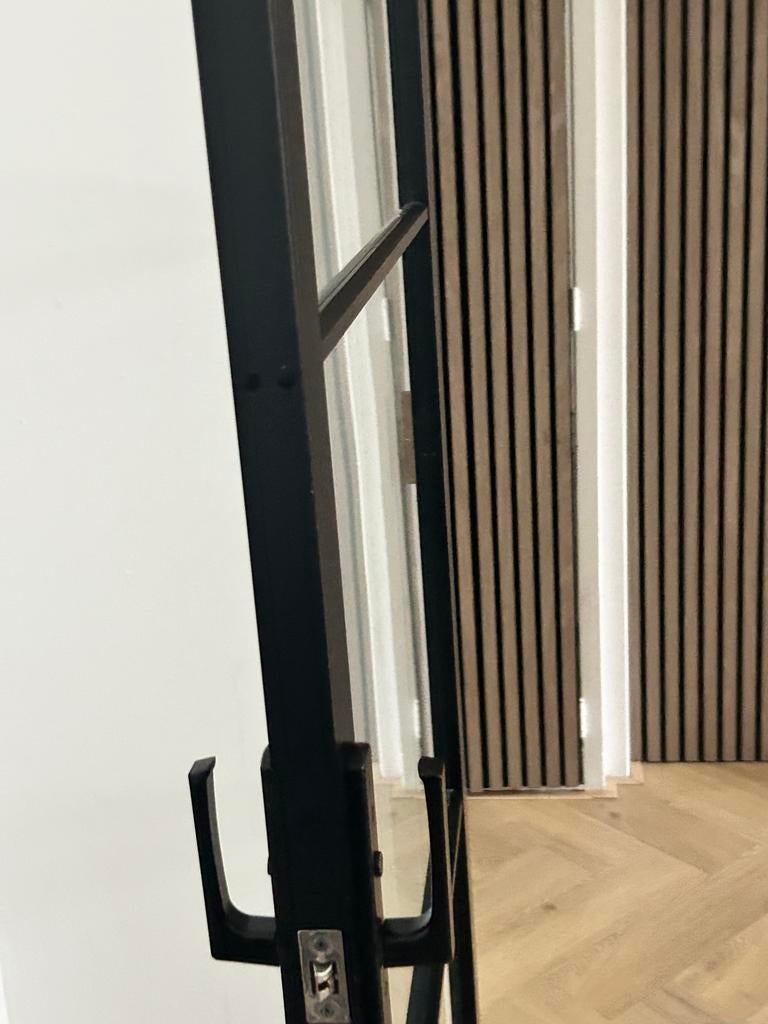 Stalen binnendeur met glas - Zwart, modern design, Doe-het-zelf en Verbouw, Deuren en Horren, 80 tot 100 cm, Binnendeur, Ophalen of Verzenden