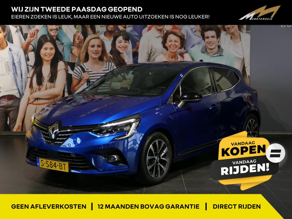Renault Clio 1.0 TCe 90 Techno - Occasion Lease vanaf €354, Gebruikt, Blauw, Leder en Stof, Origineel Nederlands