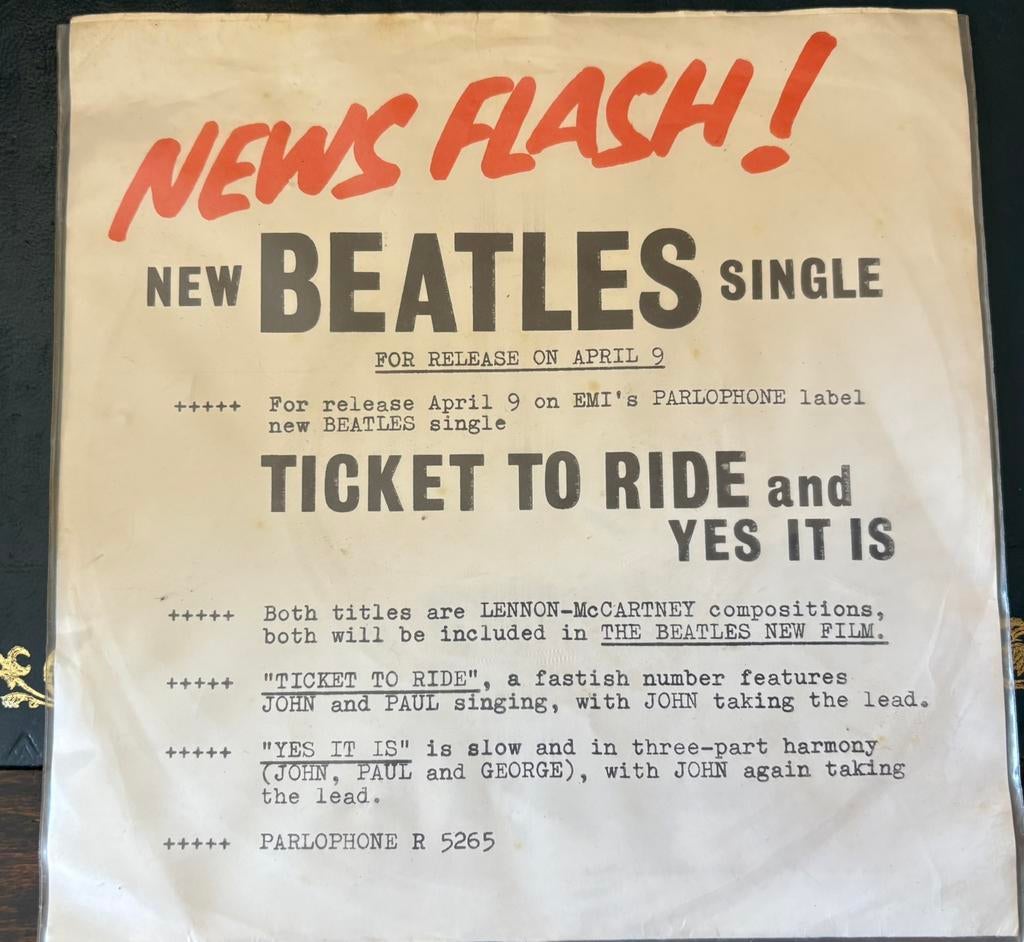The Beatles - Ticket to ride, Cd's en Dvd's, Vinyl Singles, Ophalen of Verzenden, Zo goed als nieuw, Pop