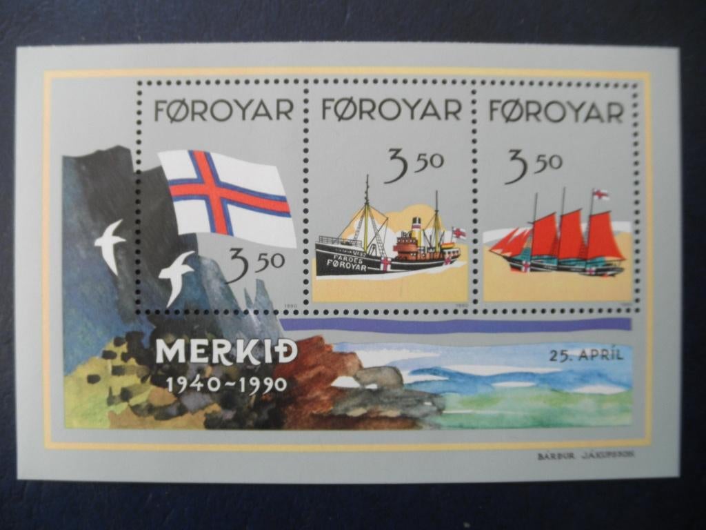 Postzegels Faeröer 1990 schepen vogels - cw. € 4,00 postfris, Ophalen of Verzenden, Denemarken, Postfris