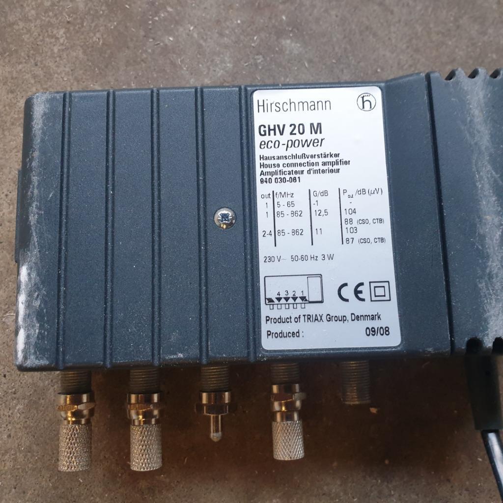 HIRSCHMANN ANTENNE VERSTERKER TYPE GHV 20 M ECO POWER, Ophalen of Verzenden, Refurbished, Overige merken