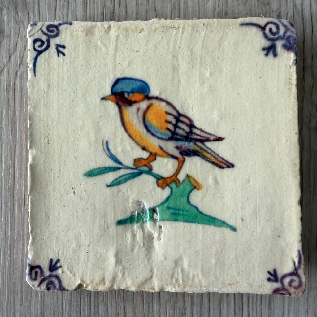 Antieke tegel met vogel nr1, Antiek en Kunst, Verzenden