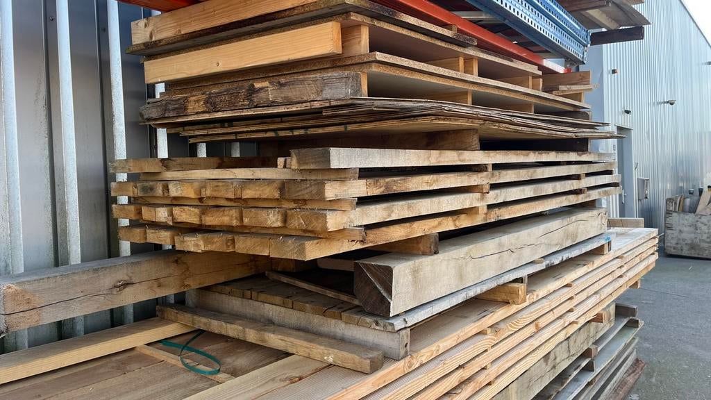 Partij eiken balken 150x50mm 3mtr, Ophalen, Gebruikt, Eiken, Balk