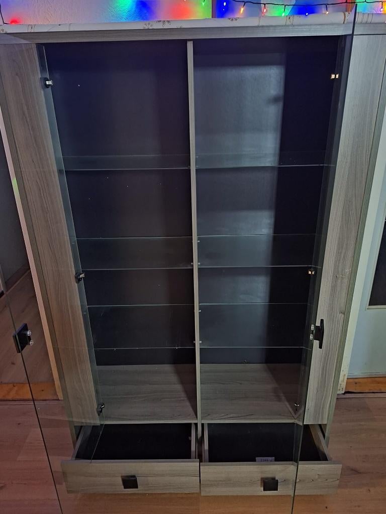 vitrine kast, Huis en Inrichting, Kasten | Vitrinekasten, Ophalen, Gebruikt, Glas, 150 tot 200 cm