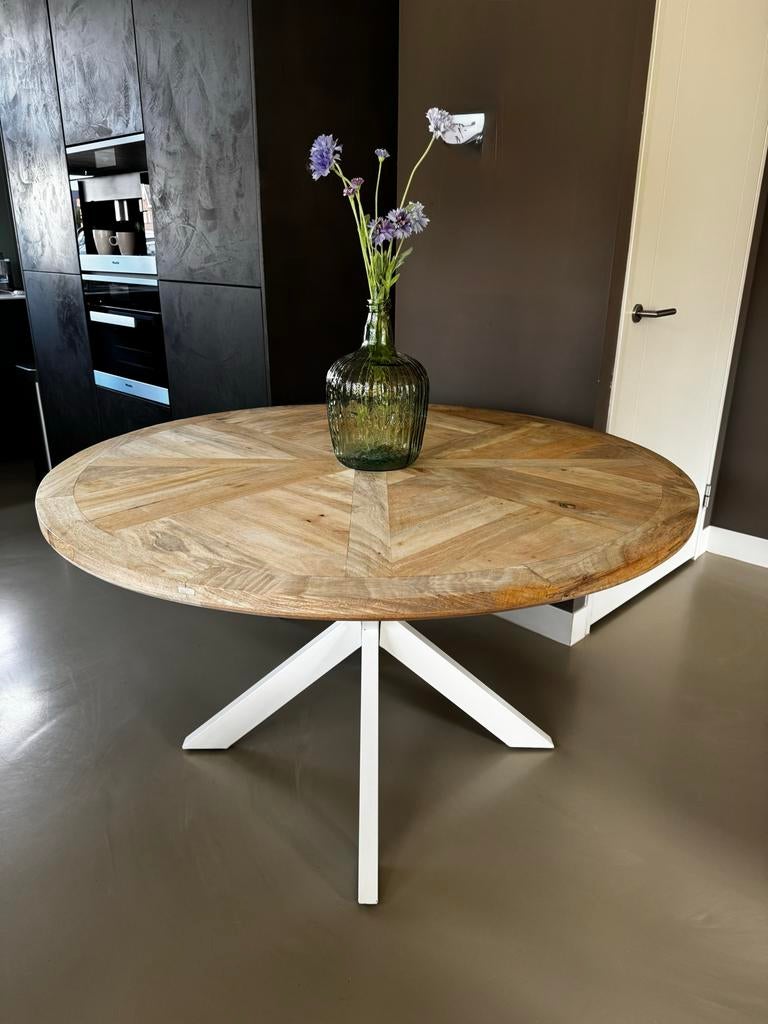 Rivièra Maison, ronde eettafel 140 cm, Ophalen, 100 tot 150 cm, Rond, Zo goed als nieuw