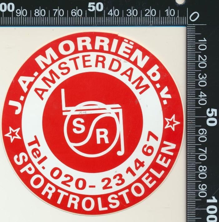 Sticker: Morrien Sportrolstoelen - Amsterdam (2), Ophalen of Verzenden, Zo goed als nieuw, Sport