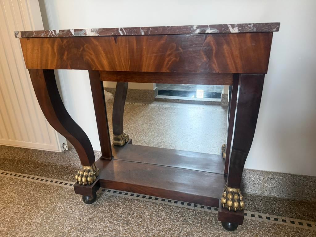 Antiek mahonie trumeau Empire marmeren blad, Ophalen