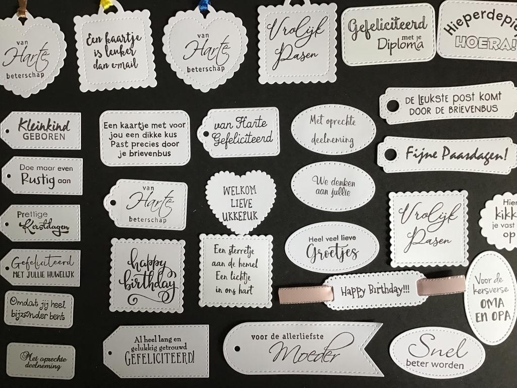 Stansjes setje labeltjes, Hobby en Vrije tijd, Kaarten | Zelf maken, Verzenden, Nieuw, Overige thema's, Overige typen