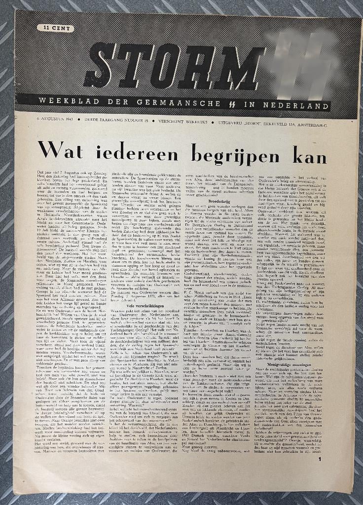 Nederlandse collaboratie krant Storm XX, Verzamelen, Ophalen of Verzenden, Overige soorten, Nederland, Boek of Tijdschrift
