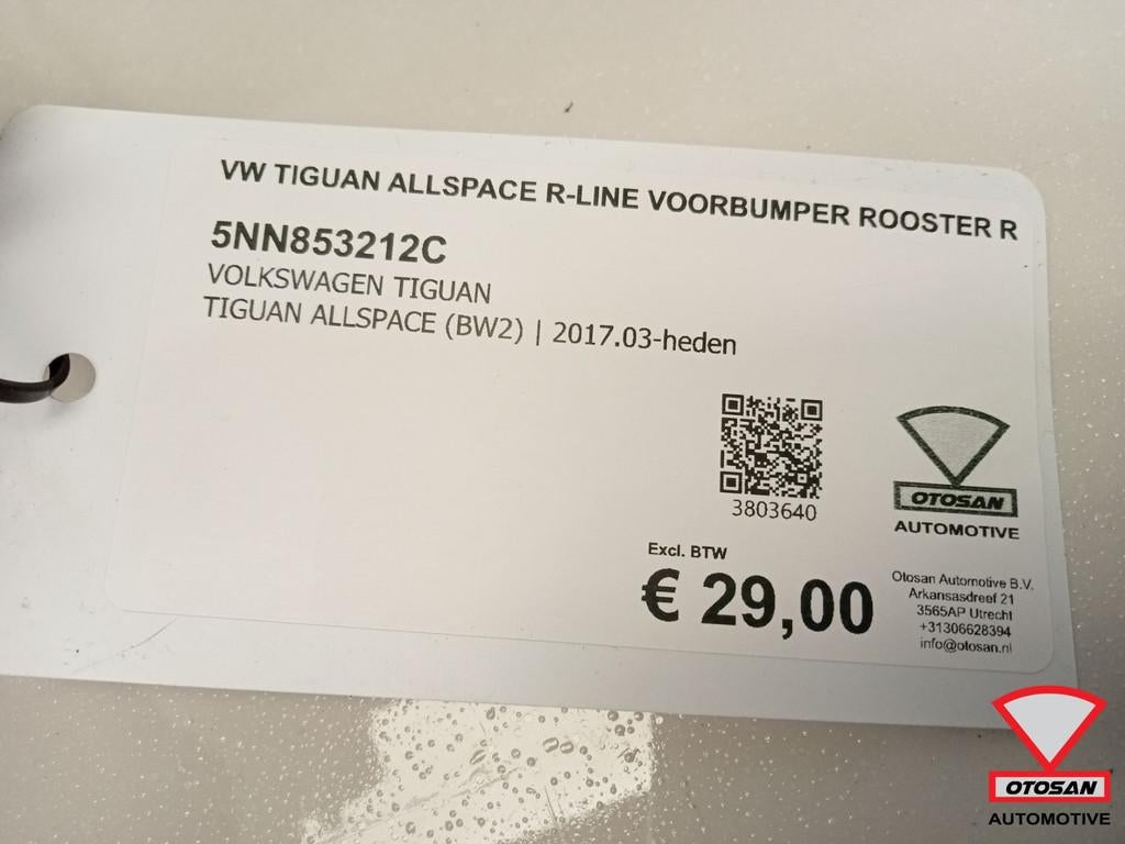 VW Tiguan Allspace R-Line Voorbumper Rooster R 5NN853212C, Gebruikt, Volkswagen, Volkswagen AG, Bumper