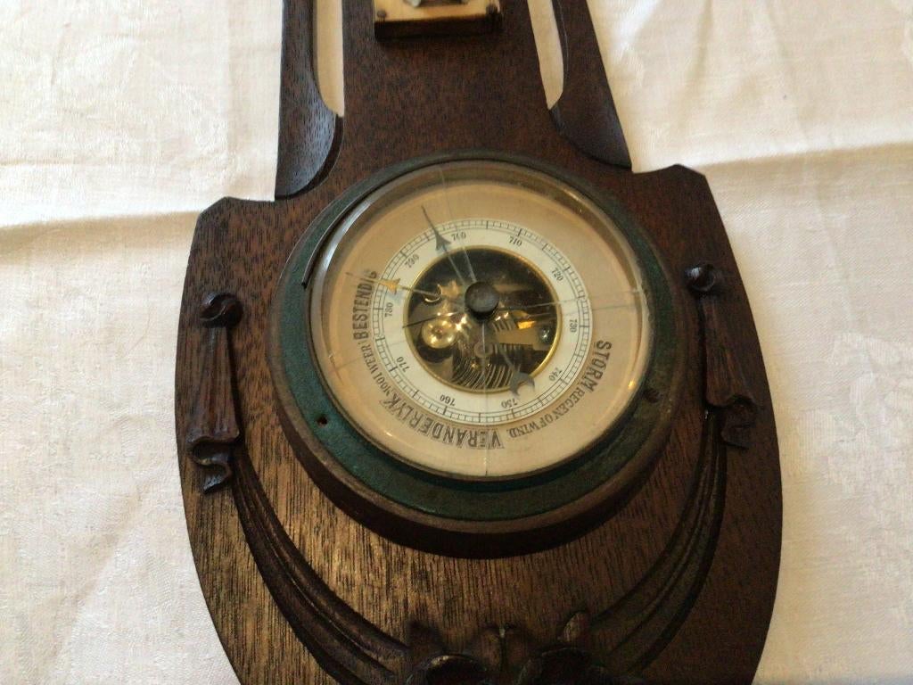 Antieke houten barometer / thermometer, Antiek en Kunst, Antiek | Gereedschap en Instrumenten, Verzenden