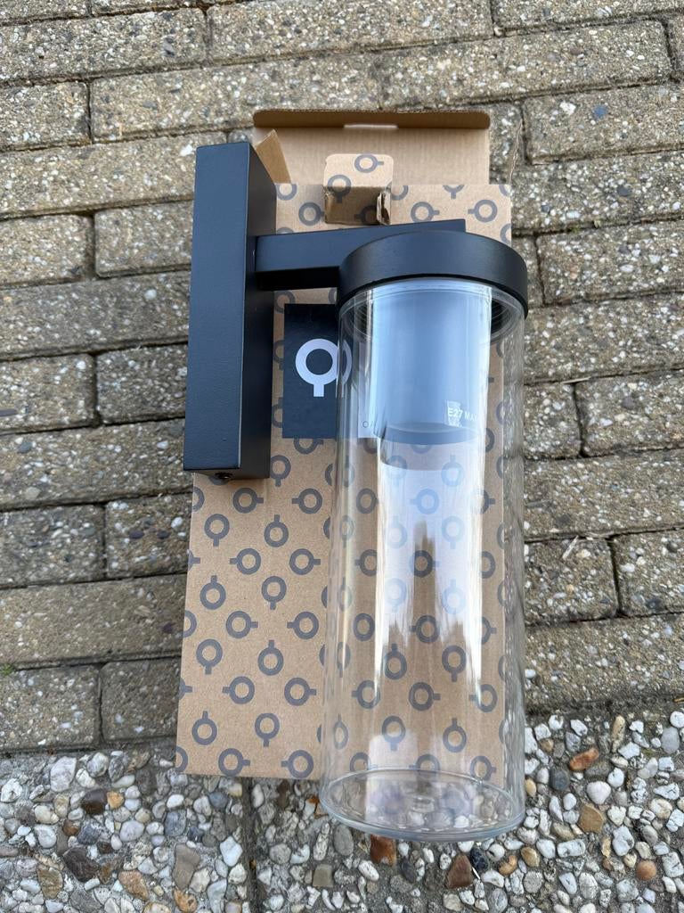 Qazqa Jara WL Black buitenlamp, Ophalen, Minder dan 50 watt, Wandlamp, Netvoeding