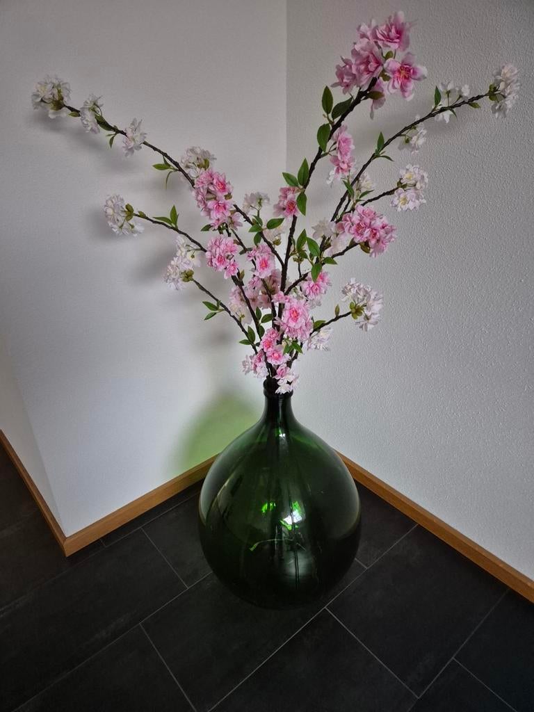 Grote groene glazen vaas, Antiek en Kunst, Ophalen