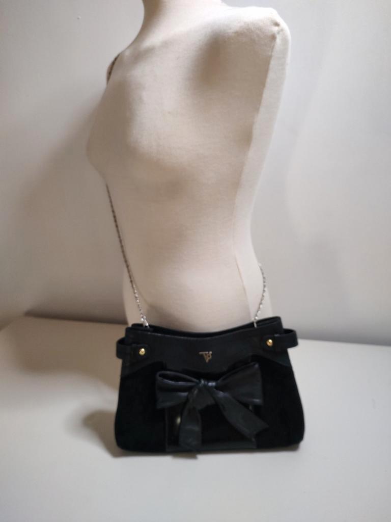 K435 TOV zwart lederen schoudertas - avondtas  zeer fraai, -, Schoudertasje, Zwart, -