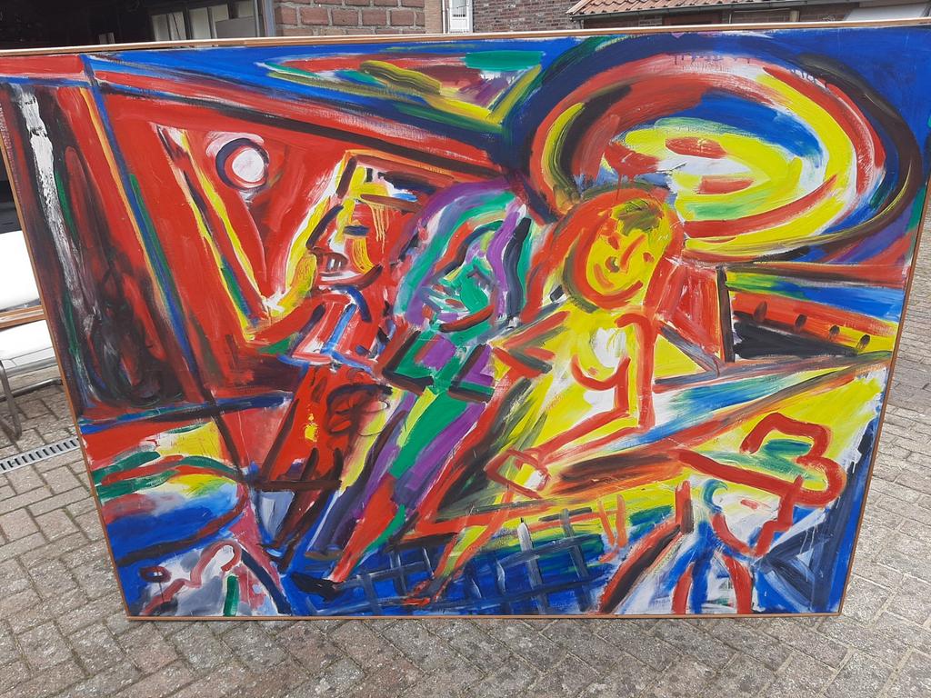 Schilderij 'Straatbeeld Dublin' H.Dister, Ophalen of Verzenden