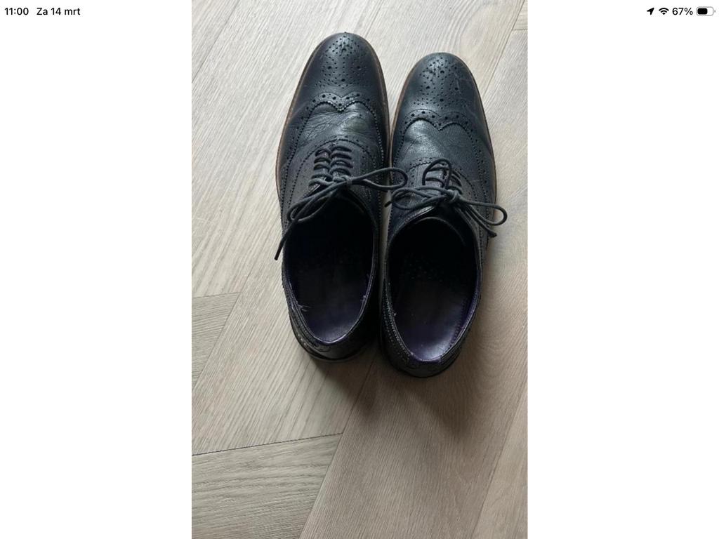 Ted Baker Brogues Heren UK 12 (46) Zwart leren Veterschoenen, Zwart, Ophalen of Verzenden, Zo goed als nieuw, Veterschoenen