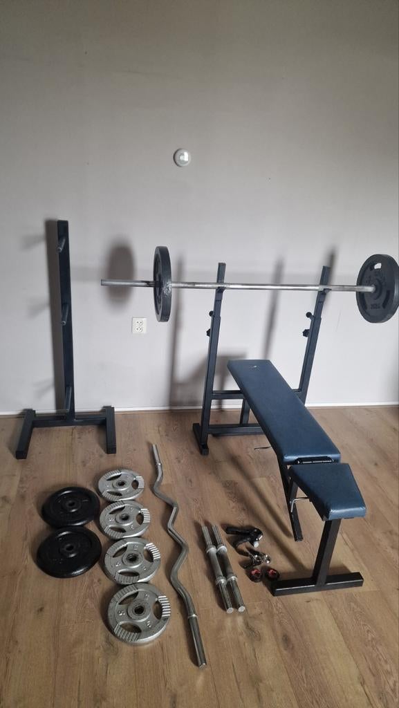 Home gym, thuis gym, gewicht, ez bar, halterstang, bankje, Ophalen