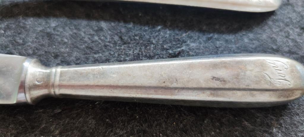 Zwaar verzilverd driedelige set Tony inscriptie, Ophalen of Verzenden, Zilver